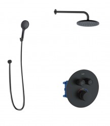 Kielle - Oudee Termostatická batéria pod omietku, na 2 spotrebiče, s príslušenstvom EcoSpare a telesom, matná čierna (20602SPT104)