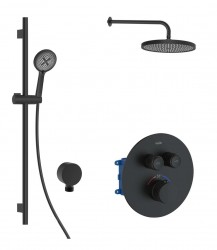 Kielle - Oudee Termostatická batéria pod omietku, na 2 spotrebiče, s príslušenstvom EcoSpare a telesom, matná čierna (20602SPT34)
