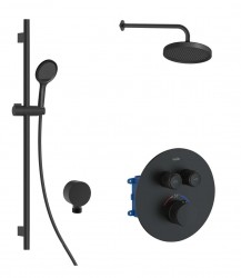Kielle - Oudee Termostatická batéria pod omietku, na 2 spotrebiče, s príslušenstvom EcoSpare a telesom, matná čierna (20602SPT54)