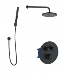 Kielle - Oudee Termostatická batéria pod omietku, na 2 spotrebiče, s príslušenstvom EcoSpare a telesom, matná čierna (20602SPT84)