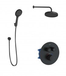 Kielle - Oudee Termostatická batéria pod omietku, na 2 spotrebiče, s príslušenstvom EcoSpare a telesom, matná čierna (20602SPT94)
