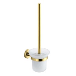 Kielle - Oudee WC kefa nástenná s držiakom, matné sklo/brushed gold (40502036)