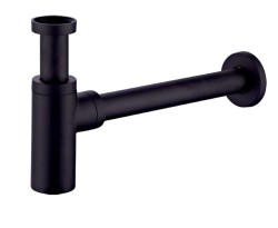 Kielle - Umývadlový sifón, priemer 32 mm, okrúhly, kov, matná čierna (30901044)