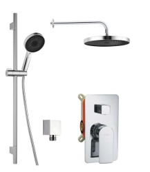 Kielle - Vega Sprchový set s batériou pod omietku, na 2 spotrebiče, s príslušenstvom EcoSpare a telesom, chróm (20618SP20)