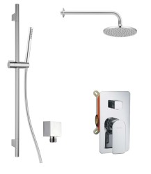 Kielle - Vega Sprchový set s batériou pod omietku, na 2 spotrebiče, s príslušenstvom EcoSpare a telesom, chróm (20618SP60)
