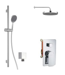 Kielle - Vega Sprchový set s batériou pod omietku, na 2 spotrebiče, s príslušenstvom EcoSpare a telesom, chróm (20618SP70)