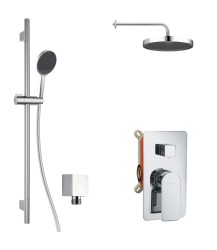Kielle - Vega Sprchový set s batériou pod omietku, na 2 spotrebiče, s príslušenstvom EcoSpare a telesom, chróm (20618SP70)