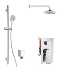 Kielle - Vega Sprchový set s batériou pod omietku, na 2 spotrebiče, s príslušenstvom EcoSpare a telesom, chróm (20618SP80)