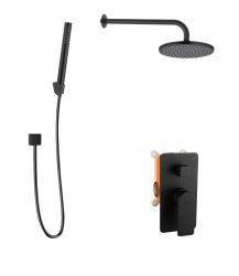 Kielle - Vega Sprchový set s batériou pod omietku, na 2 spotrebiče, s príslušenstvom EcoSpare a telesom, matná čierna (20618SP104)