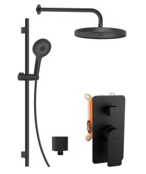 Kielle - Vega Sprchový set s batériou pod omietku, na 2 spotrebiče, s príslušenstvom EcoSpare a telesom, matná čierna (20618SP24)