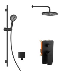 Kielle - Vega Sprchový set s batériou pod omietku, na 2 spotrebiče, s príslušenstvom EcoSpare a telesom, matná čierna (20618SP54)