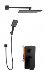 Kielle - Vega Sprchový set s batériou pod omietku, pre 2 spotrebiče, s príslušenstvom a telesom, matná čierna (20618SP34)