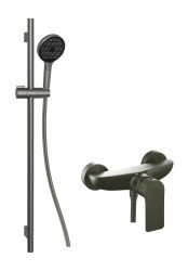 Kielle - Vega Sprchový set s batériou, tyčou, hadicou a sprchovou hlavicou EcoSpare, gun metal (20618SP13)