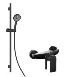 Kielle - Vega Sprchový set s batériou, tyčou, hadicou a sprchovou hlavicou EcoSpare, matná čierna (20618SN24)
