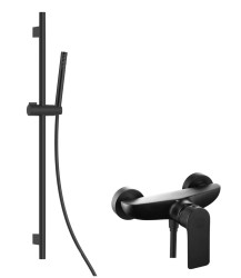 Kielle - Vega Sprchový set s batériou, tyčou, hadicou a sprchovou hlavicou EcoSpare, matná čierna (20618SN34)