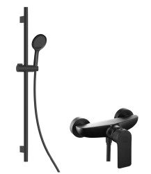 Kielle - Vega Sprchový set s batériou, tyčou, hadicou a sprchovou hlavicou EcoSpare, matná čierna (20618SN44)