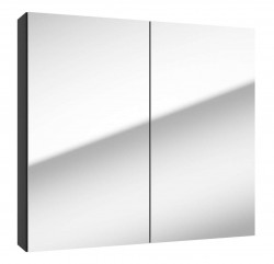 Kielle - Vega Zrkadlová skrinka, 80x73x15 cm, matná čierna (50118804)