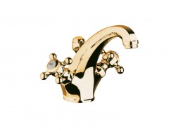 KLUDI - Adlon Umývadlová batéria s dvoma kohútmi, s výpusťou, zlatá (510104520)