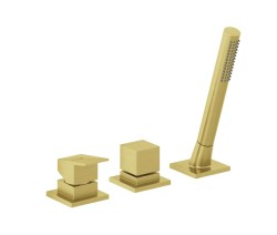 KLUDI - Decus Batéria na okraj vane, 3-otvorová inštalácia, kefované zlato (54447N075)