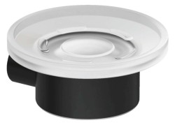 KLUDI - Vela R Mydlovnička s držiakom, sklo/matná čierna (5898539)