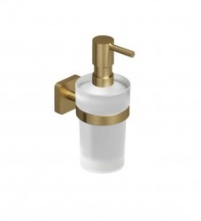 KLUDI - Vela S Dávkovač mydla s držiakom, sklo/kefované zlato (25976N0)