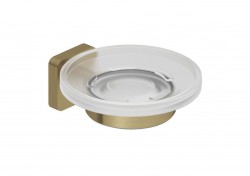 KLUDI - Vela S Mydlovnička s držiakom, sklo/kefované zlato (25985N0)