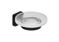 KLUDI - Vela S Mydlovnička s držiakom, sklo/matná čierna (2598539)