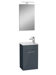 Koupelnová sestava s umyvadlem zrcadlem a osvětlením VitrA Mia 39x61x28 cm antracit lesk (MIASET40A)