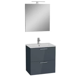 Koupelnová sestava s umyvadlem zrcadlem a osvětlením VitrA Mia 59x61x39,5 cm antracit lesk (MIASET60A)