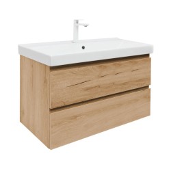 Kúpeľňová skrinka 2 zásuvková s umývadlom SAT B-Way 99x50x45 cm dub mat BWAY2100OAKU1BBI (BWAY2100OAKU1BBI)