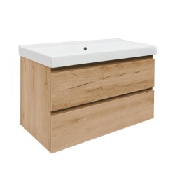 Kúpeľňová skrinka 2 zásuvková s umývadlom SAT B-Way 99x50x45 cm dub mat BWAY2100OAKU1BI (BWAY2100OAKU1BI)