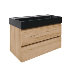 Kúpeľňová skrinka 2 zásuvková s umývadlom SAT B-Way 99x50x45 cm dub mat BWAY2100OAKU2BB (BWAY2100OAKU2BB)