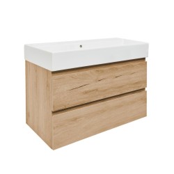 Kúpeľňová skrinka 2 zásuvková s umývadlom SAT B-Way 99x50x45 cm dub mat BWAY2100OAKU2BI (BWAY2100OAKU2BI)