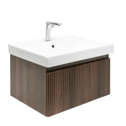 Kúpeľňová skrinka s batériou a umývadlom SAT Evolution 1 58x30x44,8 cm orech mat SATEVO60NAU1B (SATEVO60NAU1B)