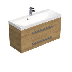 Kúpeľňová skrinka s chrómovými úchytmi a umývadlom SAT Cube Way 100x53x40 cm dub Hickory mat CUBE2100ZDH (CUBE2100ZDH)