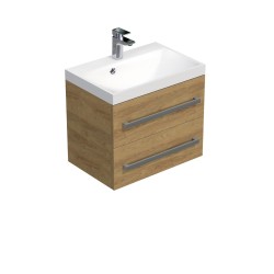 Kúpeľňová skrinka s chrómovými úchytmi a umývadlom SAT Cube Way 60x53x40 cm dub Hickory mat CUBE260ZDH (CUBE260ZDH)