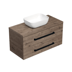Kúpeľňová skrinka s čiernou úchytkou a krycou doskou SAT Cube Way 100x46x47, 5 cm dub Wellington mat CUBE46C1003DWSAT45 (CUBE46C1003DWSAT45)