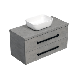 Kúpeľňová skrinka s čiernou úchytkou a krycou doskou SAT Cube Way 100x47,5x46 cm betón mat CUBE46C1003BESAT45 (CUBE46C1003BESAT45)
