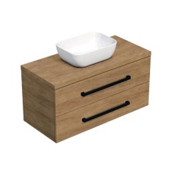 Kúpeľňová skrinka s čiernou úchytkou a krycou doskou SAT Cube Way 100x47,5x46 cm dub Hickory mat CUBE46C1003DHSAT45 (CUBE46C1003DHSAT45)