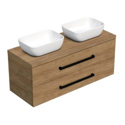 Kúpeľňová skrinka s čiernou úchytkou a krycou doskou SAT Cube Way 120x47,5x46 cm dub Hickory mat CUBE46C1203DH45 (CUBE46C1203DH45)