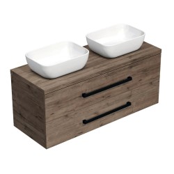 Kúpeľňová skrinka s čiernou úchytkou a krycou doskou SAT Cube Way 120x47,5x46 cm dub Wellington mat CUBE46C1203DW45 (CUBE46C1203DW45)