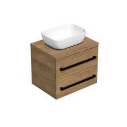 Kúpeľňová skrinka s čiernou úchytkou a krycou doskou SAT Cube Way 60x47,5x46 cm dub Hickory mat CUBE46C1603DH45 (CUBE46C1603DH45)