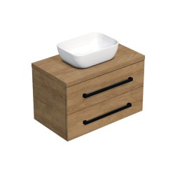 Kúpeľňová skrinka s čiernou úchytkou a krycou doskou SAT Cube Way 80x47, 5x46 cm dub Hickory mat CUBE46C803DH45 (CUBE46C803DH45)