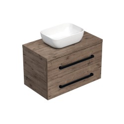Kúpeľňová skrinka s čiernou úchytkou a krycou doskou SAT Cube Way 80x47, 5x46 cm dub Wellington mat CUBE46C803DW45 (CUBE46C803DW45)