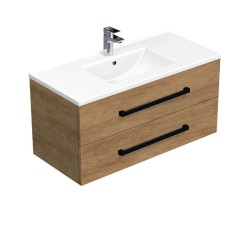 Kúpeľňová skrinka s čiernou úchytkou a umývadlom SAT Cube Way 100x53x46 cm dub Hickory mat CUBE46C1002DHMOD (CUBE46C1002DHMOD)