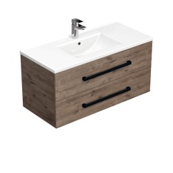 Kúpeľňová skrinka s čiernou úchytkou a umývadlom SAT Cube Way 100x53x46 cm dub Wellington mat CUBE46C1002DWMOD (CUBE46C1002DWMOD)