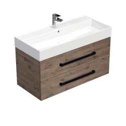 Kúpeľňová skrinka s čiernou úchytkou a umývadlom SAT Cube Way 100x53x46 cm dub Wellington mat CUBE46C1002DWSAT (CUBE46C1002DWSAT)