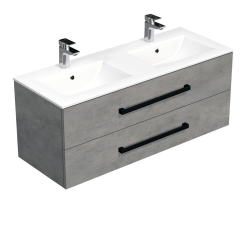 Kúpeľňová skrinka s čiernou úchytkou a umývadlom SAT Cube Way 120x53x46 cm betón mat CUBE46C1202BEMOD (CUBE46C1202BEMOD)