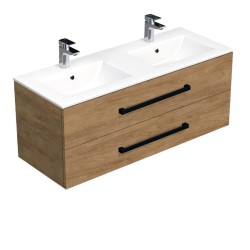 Kúpeľňová skrinka s čiernou úchytkou a umývadlom SAT Cube Way 120x53x46 cm dub Hickory mat CUBE46C1202DHMOD (CUBE46C1202DHMOD)