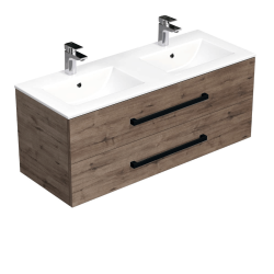 Kúpeľňová skrinka s čiernou úchytkou a umývadlom SAT Cube Way 120x53x46 cm dub Wellington mat CUBE46C1202DWMOD (CUBE46C1202DWMOD)